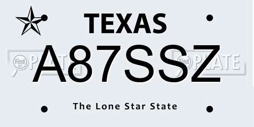 A87SSZ Texas License Plate