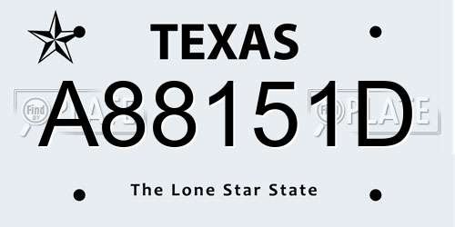 A88151D Texas License Plate