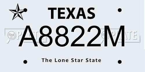 A8822M Texas License Plate