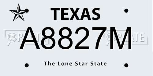 A8827M Texas License Plate