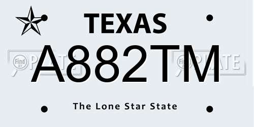 A882TM Texas License Plate