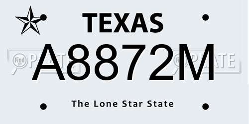A8872M Texas License Plate