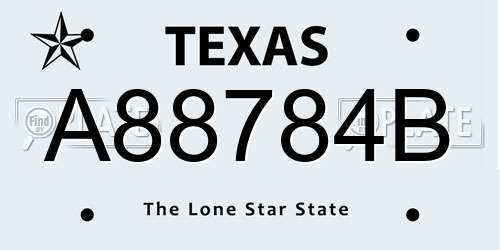 A88784B Texas License Plate