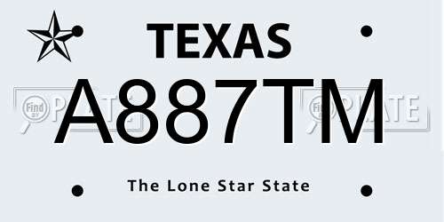 A887TM Texas License Plate