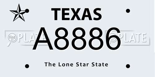 A8886 Texas License Plate