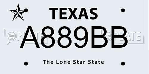A889BB Texas License Plate
