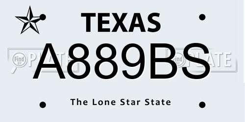 A889BS Texas License Plate