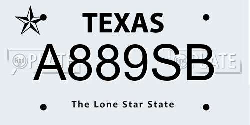 A889SB Texas License Plate