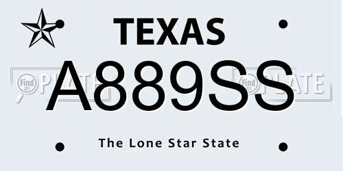 A889SS Texas License Plate