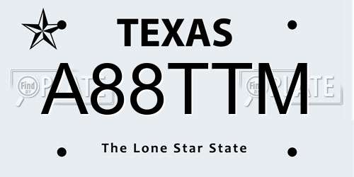 A88TTM Texas License Plate