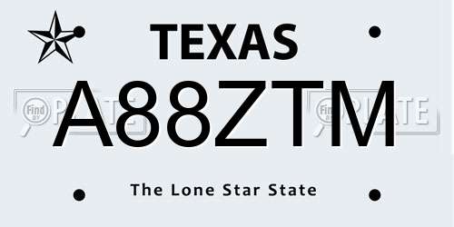 A88ZTM Texas License Plate