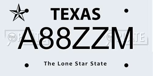 A88ZZM Texas License Plate