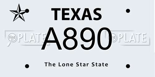 A890 Texas License Plate