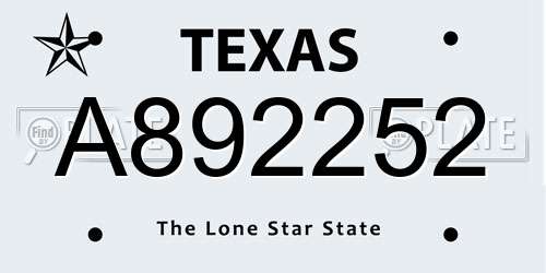 A892252 Texas License Plate