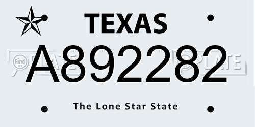 A892282 Texas License Plate