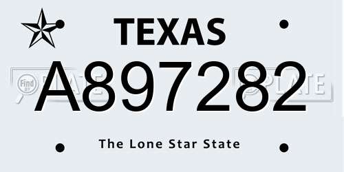 A897282 Texas License Plate