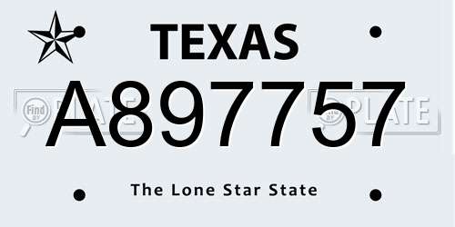 A897757 Texas License Plate