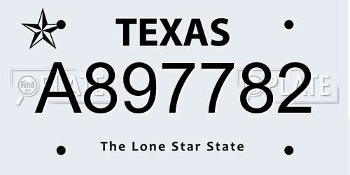 A897782 Texas License Plate