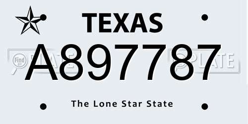 A897787 Texas License Plate