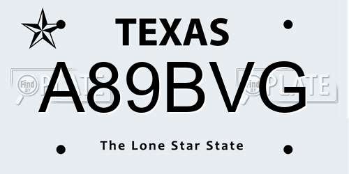 A89BVG Texas License Plate