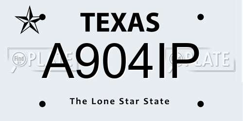 A904IP Texas License Plate