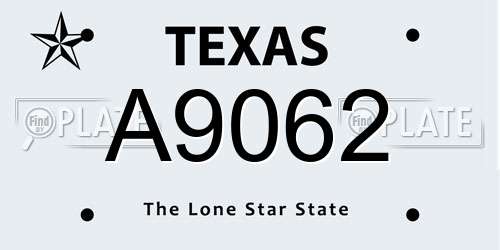A9062 Texas License Plate