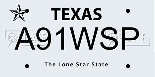 A91WSP Texas License Plate