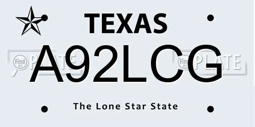 A92LCG Texas License Plate