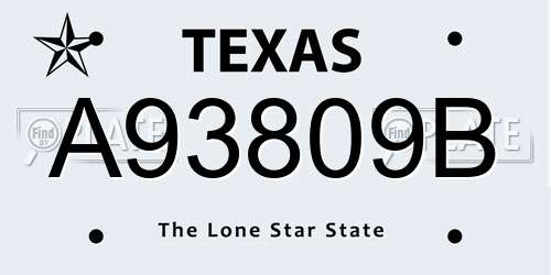 A93809B Texas License Plate