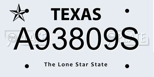 A93809S Texas License Plate