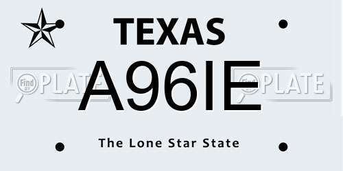 A96IE Texas License Plate