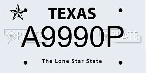 A9990P Texas License Plate