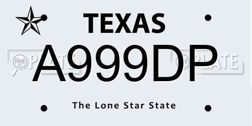 A999DP Texas License Plate