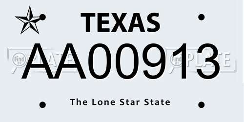 AA00913 Texas License Plate