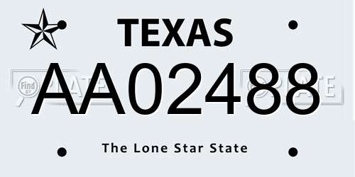 AA02488 Texas License Plate