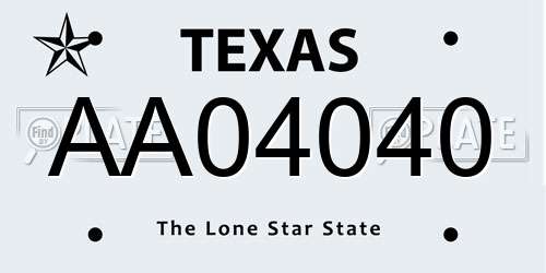 AA04040 Texas License Plate
