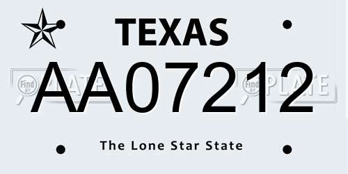 AA07212 Texas License Plate