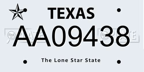 AA09438 Texas License Plate