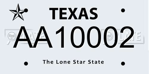 AA10002 Texas License Plate