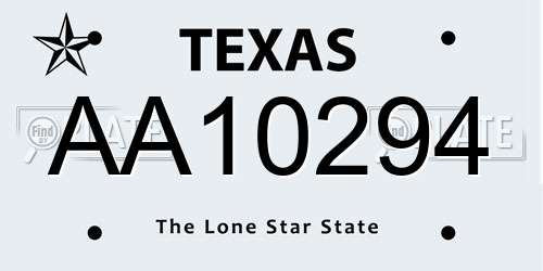 AA10294 Texas License Plate