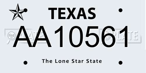 AA10561 Texas License Plate