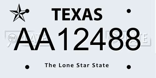 AA12488 Texas License Plate