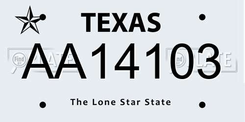 AA14103 Texas License Plate