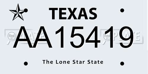AA15419 Texas License Plate