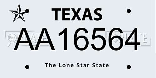 AA16564 Texas License Plate