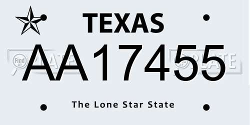 AA17455 Texas License Plate
