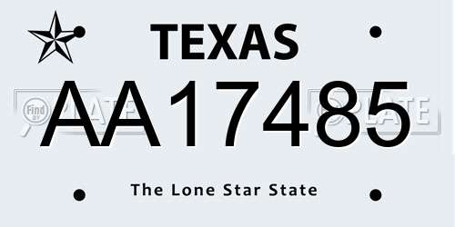 AA17485 Texas License Plate