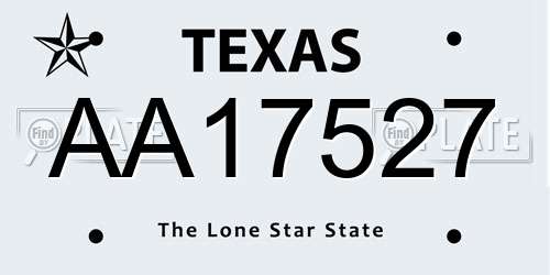 AA17527 Texas License Plate