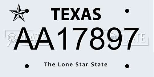 AA17897 Texas License Plate