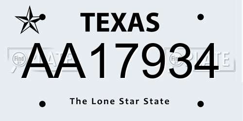 AA17934 Texas License Plate